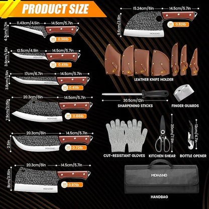 MDHAND Butcher Knife Set, Sharp Meat Cleaver Knife & Bone Chopper Knives & - Image 4