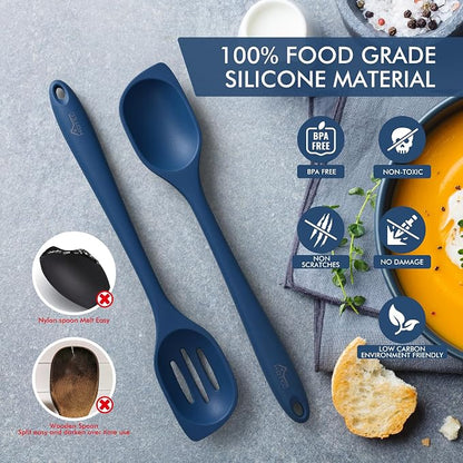 HOTEC 446°F Heat Resistant Silicone Cooking Spoon Spatula, BPA Free Large - Image 3