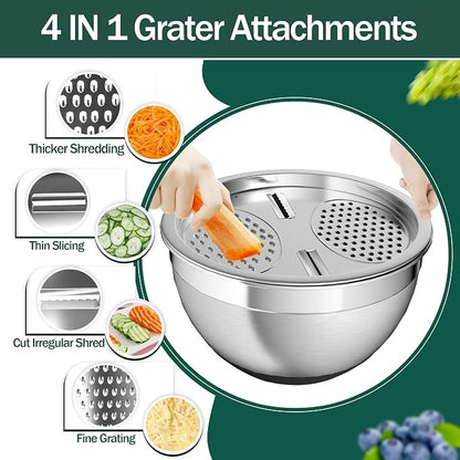 Nicdiet Mixing Bowls with Airtight Lids, Stainless Steel Mixing Bowl Set with 3 - Image 5