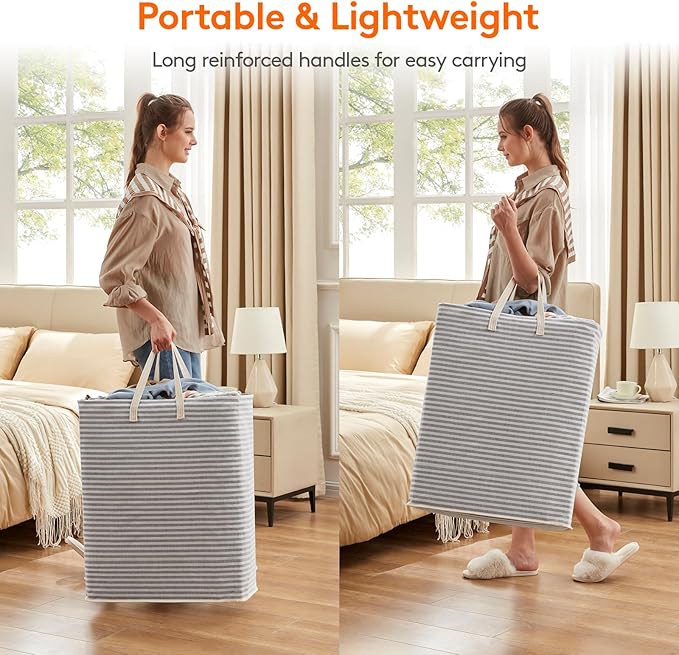 Lifewit Laundry Hamper Large Collapsible Laundry Basket, Freestanding Waterproof Clothes Hamper Storage with Easy Carry Handles for Clothes in Bedroom Bathroom College Dorm for Adults, Grey, 125L