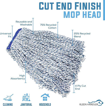 KLEEN HANDLER Cut End Finish Mop | 1.25" Universal Headband, Maximum Absorption - Image 2