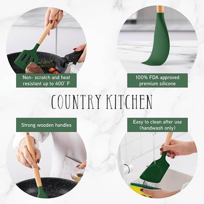Country Kitchen Non Stick Silicone Utensil Set - Image 4