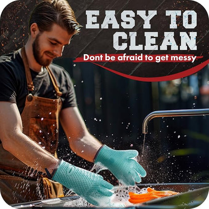 KITCHEN PERFECTION Silicone Smoker Oven Gloves -Extreme Heat Resistant BBQ - Image 7