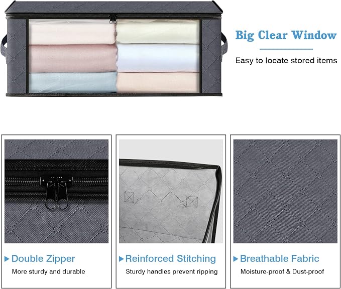 HomeHacks Storage 4-Pack Clothes Organizer Storage Bags Foldable Storage Box - Image 3
