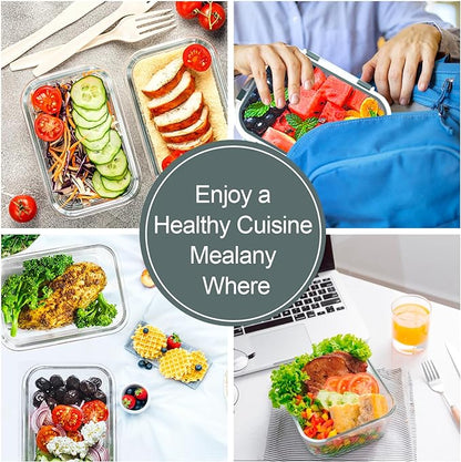 VERONES 10 Pack Glass Meal Prep Containers, Airtight Glass Lunch Containers - Image 6
