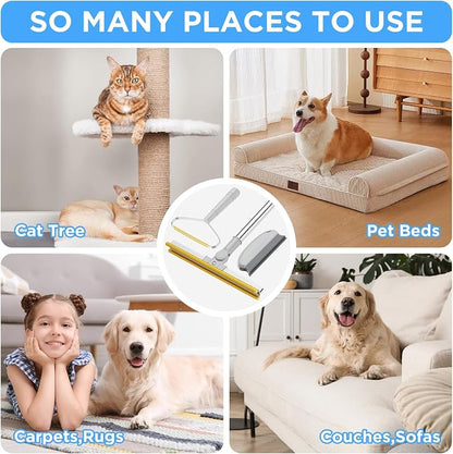 3 in 1 Carpet Rake for Pet Hair Removal, Tool Set of 3, 55” Long Handle Carpet - Image 2
