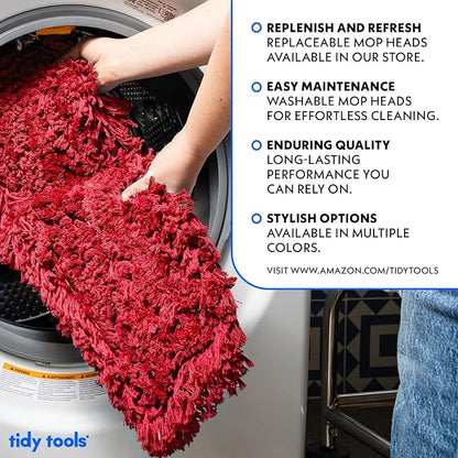 24 Inch Red Commercial Dust Mop & Floor Sweeper – Wood Handle Floor Mop - Image 6