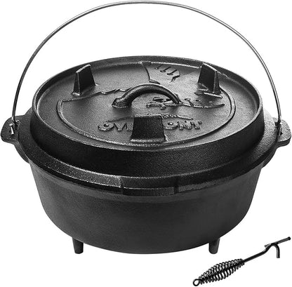 Overmont Camp Dutch Oven Pre Seasoned Cast Iron Lid Also a Skillet Casserole Pot by Overmont
