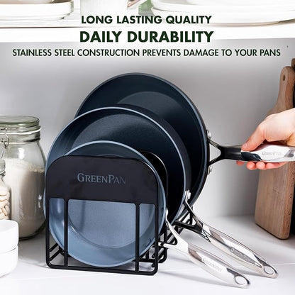 GreenPan Stainless Steel Wire Cookware Storage Rack, 5 Frying Pan Compartments - Image 5