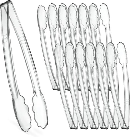 Plasticpro 12'' Serving Tongs Heavy Duty Reusable Kitchen and BBQ Clear Serving by PLASTICPRO