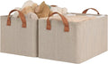 StorageWorks Storage Bins, Fabric Storage Bins for Shelves, Storage Baskets with Metal Frame, Closet Baskets and Bins with Handles, Brown and Beige, 2-Pack
