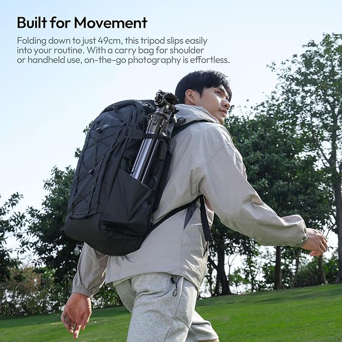 ULANZI Ombra Video Ⅱ Camera Tripod with Fluid Head, 61.5" Travel Tripod with 360° Rotated Arca Quick Release Plate, Portable Stand for Phone Camera Vlogging Video Shooting with Carry Bag Phone Clamp