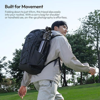 ULANZI Ombra Video Ⅱ Camera Tripod with Fluid Head, 61.5" Travel Tripod with 360° Rotated Arca Quick Release Plate, Portable Stand for Phone Camera Vlogging Video Shooting with Carry Bag Phone Clamp