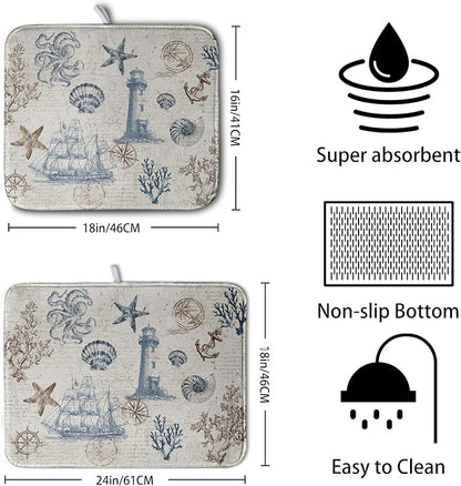 Nautical Coastal Dish Drying Mat - Image 2