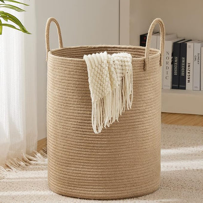 Jute Rope Woven Laundry Hamper Basket by YOUDENOVA, 72L Tall Luandry Basket by YOUDENOVA