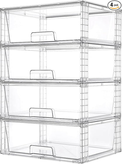 Vtopmart 4 Pack Large Stackable Storage Drawers, Easily Assemble Acrylic by Vtopmart