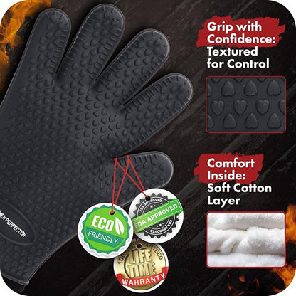 KITCHEN PERFECTION S Silicone Smoker Oven Gloves -Extreme Heat Resistant BBQ - Image 4