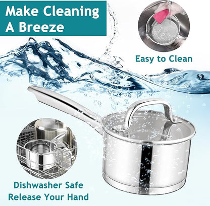 E-far Stainless Steel Saucepan - 2QT & 3QT - Image 7