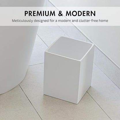 Matte White Square Small Trash Can, 2 Gallons / 7.5L Garbage Can, Waste Basket - Image 2