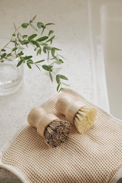 Jungle Culture Kitchen Dish Scrubber Set of 2 • Bamboo Dish Brush - Image 6