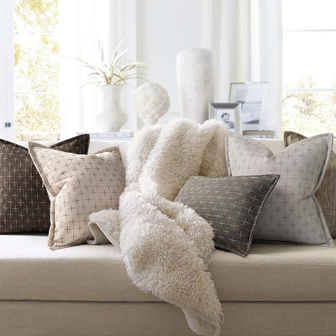 Pillow Covers 26x26 Set of 2 Soft Polyester Textured Pillow Covers - Image 6