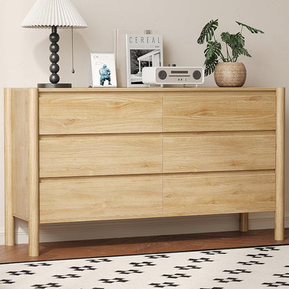 Dresser for Bedroom with 6 Drawers, Wooden TV Stand, Closet Clothes Organizer by ROMMAK