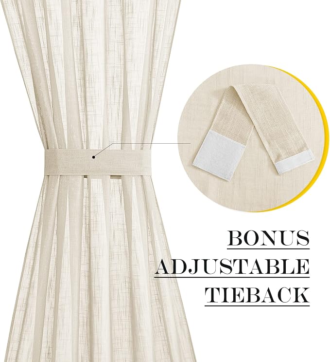 NICETOWN Semi Sheer French Door Sidelight Curtains 80 Inches Long, Elegant - Image 2