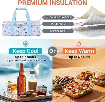 Insulated Casserole Carrier for Hot or Cold Food, Pie Carrier Bag Lunch Bag - Image 3