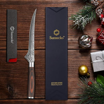 Sunnecko Boning Knife with Pakkawood Handle, 6 inch High Carbon German - Image 7