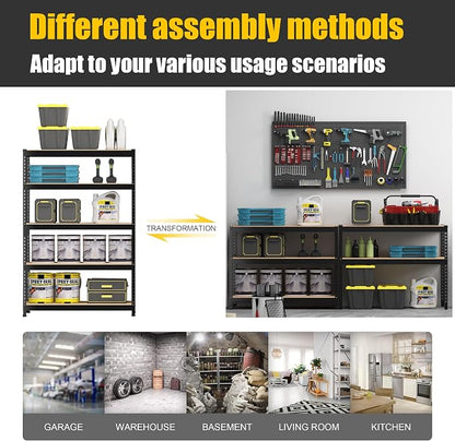 PrimeZone 2 Pack Heavy Duty Adjustable 5 Tier Garage Storage Shelves - Image 7