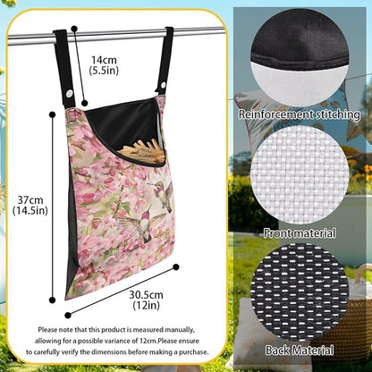Hummingbird and Cherry Blossom Clothespin Storage Bag, Space-Saving Organize - Image 6