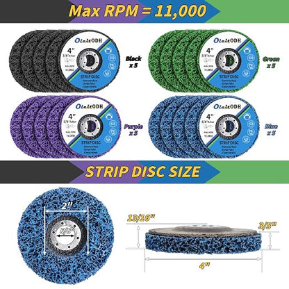 20 Pcs 4" x 5/8" Strip Discs Bulk, Paint Stripping and Rust Removal Wheels - Image 2
