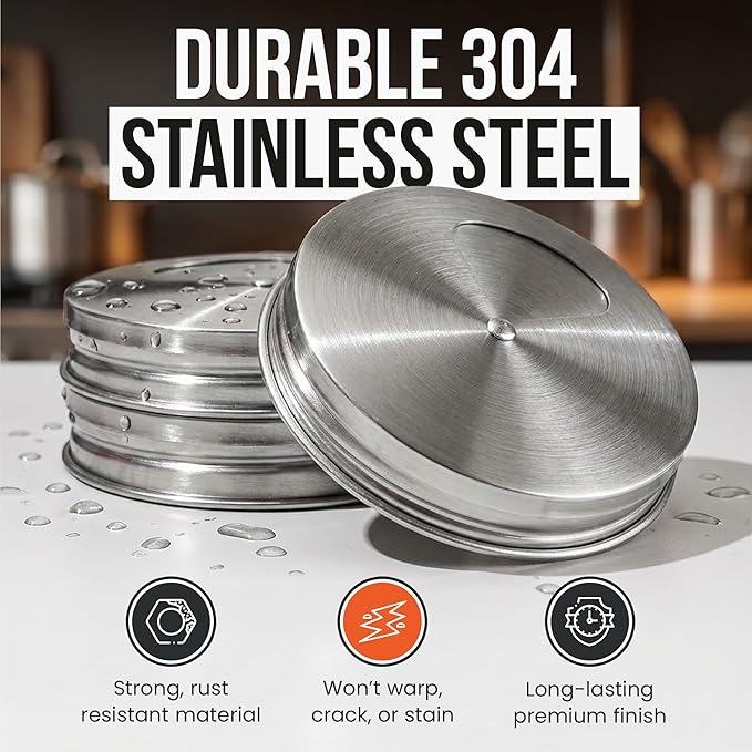 Mason Jar Shaker Lids Stainless Steel – Adjustable Spice & Seasoning Dispenser - Image 5