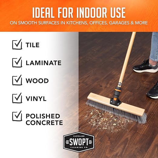 SWOPT 18” Premium Multi-Surface Push Broom Head — Indoor and Outdoor Push Broom - Image 9