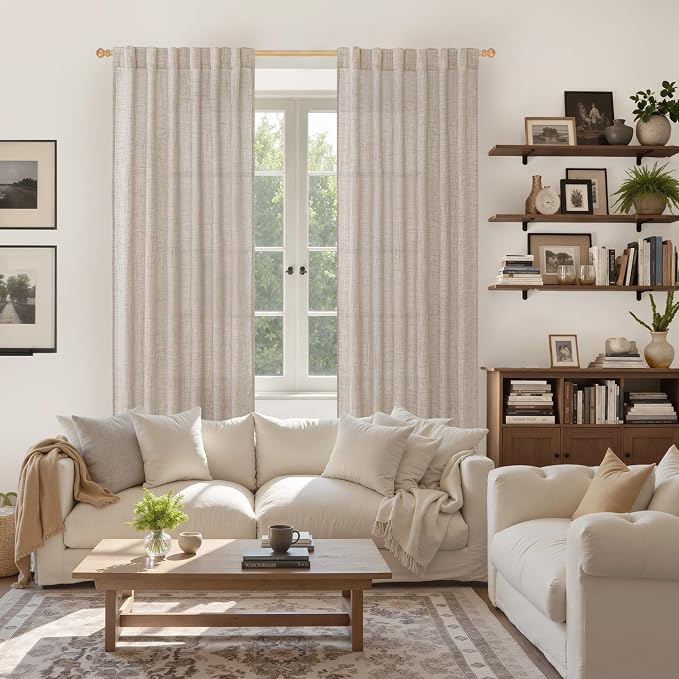 YoungsTex Natural Linen Curtains 90 Inches Long - Image 2