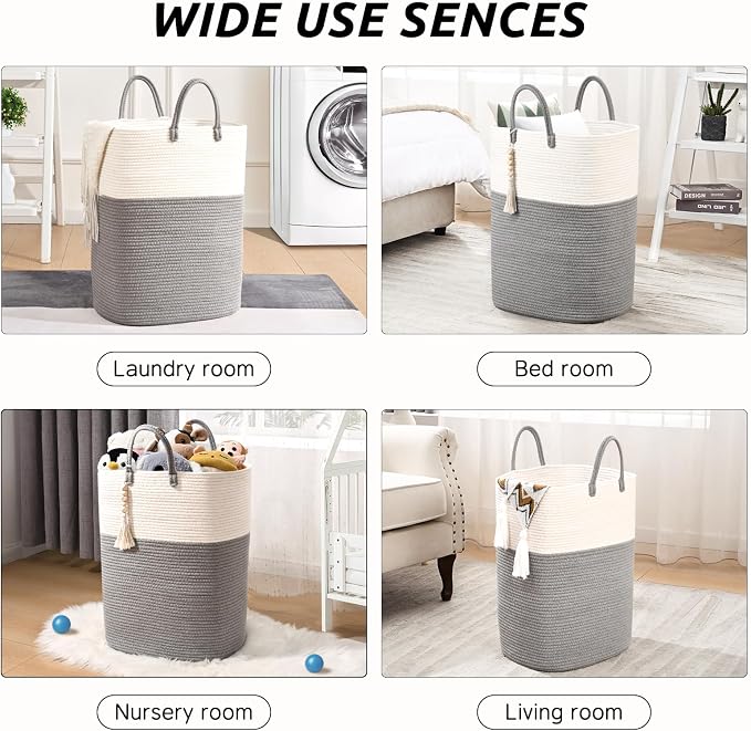 Woven Laundry Basket for Clothes, 80L Large Rectangle Laundry Hampers - Image 7