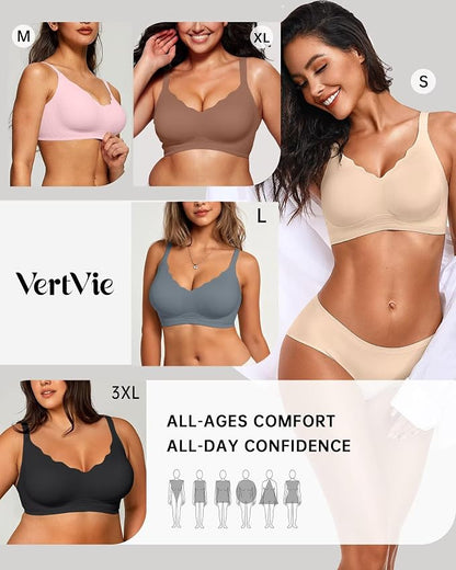 Vertvie Womens Seamless Bras No Underwire Supportive Wireless Push Up Full - Image 6