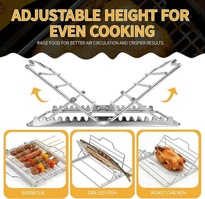 Roasting Rack for 9x13 Inch Pan, Adjustable Turkey Rack for Roasting Pan - Image 4