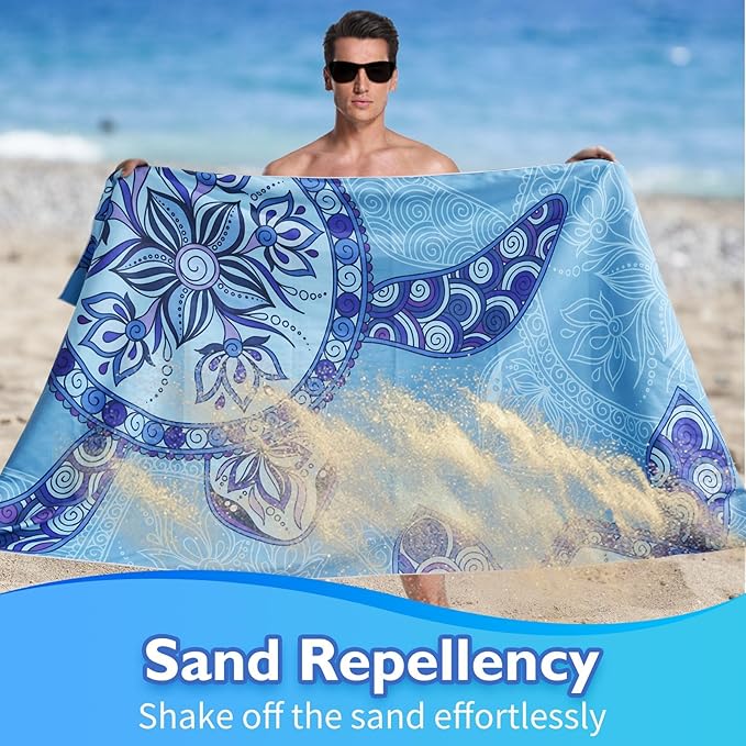 Beach Towels Oversized - 2 Pack 71"x 39" 250GSM Microfiber Beach Towels for Adults, Lightweight Quick Dry Absorbent Compact Sand Free Beach Towel for Swimming Pool, Camping, Yoga, Travel