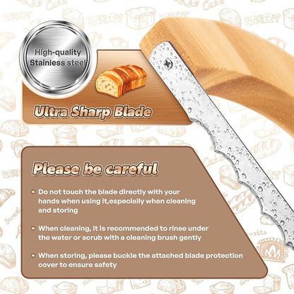 Bread Knife for Homemade Bread, 14.5" Wooden Sourdough Bread Knife, Sourdough - Image 3