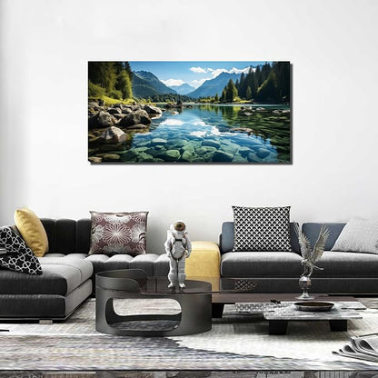 GUGIKA Landscape Wall Art for Living Room, Mountain and Lake Wall-Decor for - Image 2