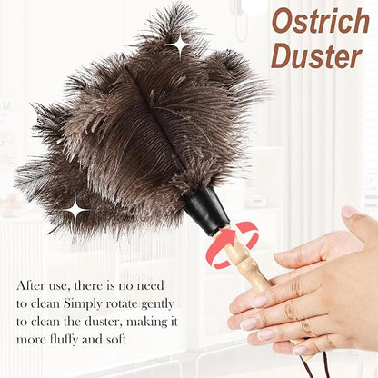 Ostrich Feather Duster 14" Natural Handheld Reusable Feathers Dusters - Image 4