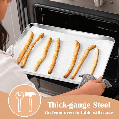 E-far Stainless Steel Baking Sheet, 16” x12” x 1” Baking Cookie Sheet Pan - Image 3