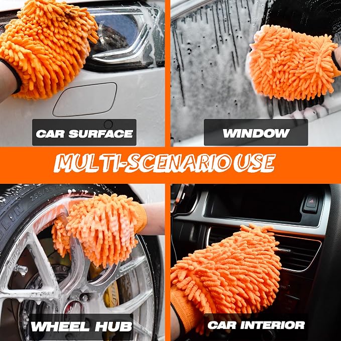 Raeyuan Car Wash Mitt Microfiber 3 Pack Scratch Proof & Lint-Free Wash Mitt - Image 3