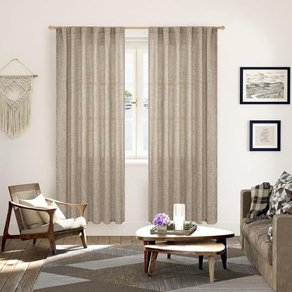 YoungsTex Dark Oatmeal Linen Curtains 78 Inch Length - Image 2