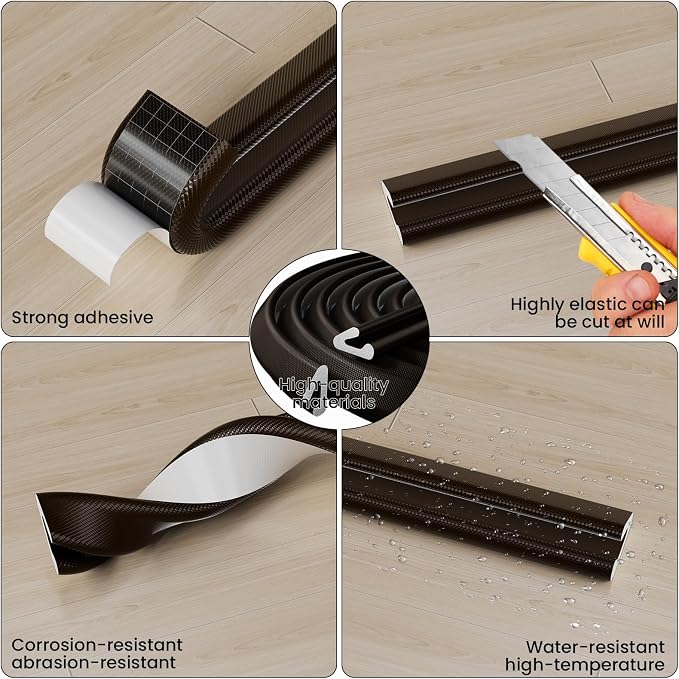 V Shape Foam Weather Stripping Door Frame Seal Strip 33FT Brown, Draft Stopper - Image 3