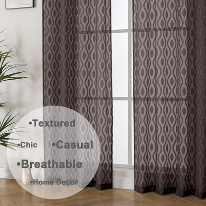 Aiyufeng Brown Sheer Curtains 72 Inches Long 2 Panels, Lightweight Clip - Image 8