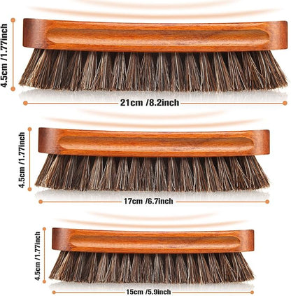 4 Pcs Horsehair Shine Shoes Brush Kit Polish Dauber Applicators Cleaning - Image 3