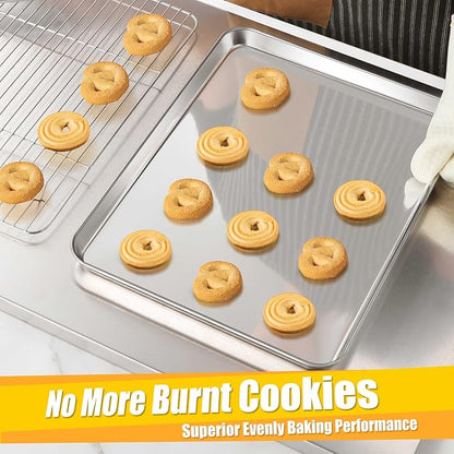 Homikit 1 Pack Baking Sheet, 16x12 Inch Stainless Steel Cookie Tray Set - Image 7