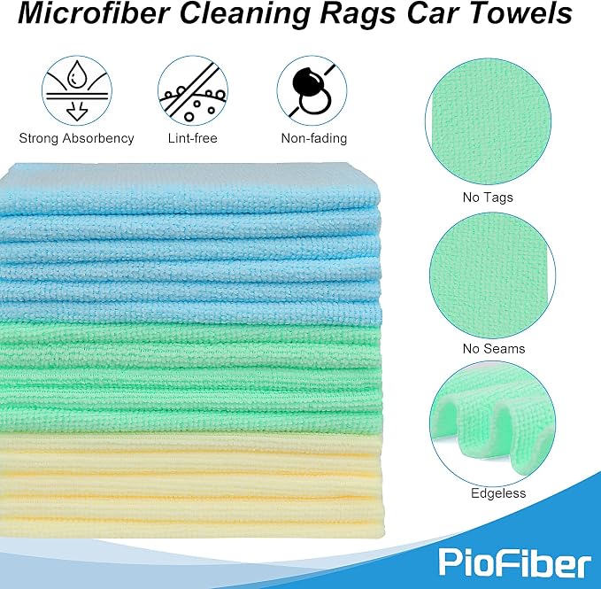 Shop Towels – 20 Pack Edgeless Microfiber Cleaning Cloths, Reusable Towels - Image 3